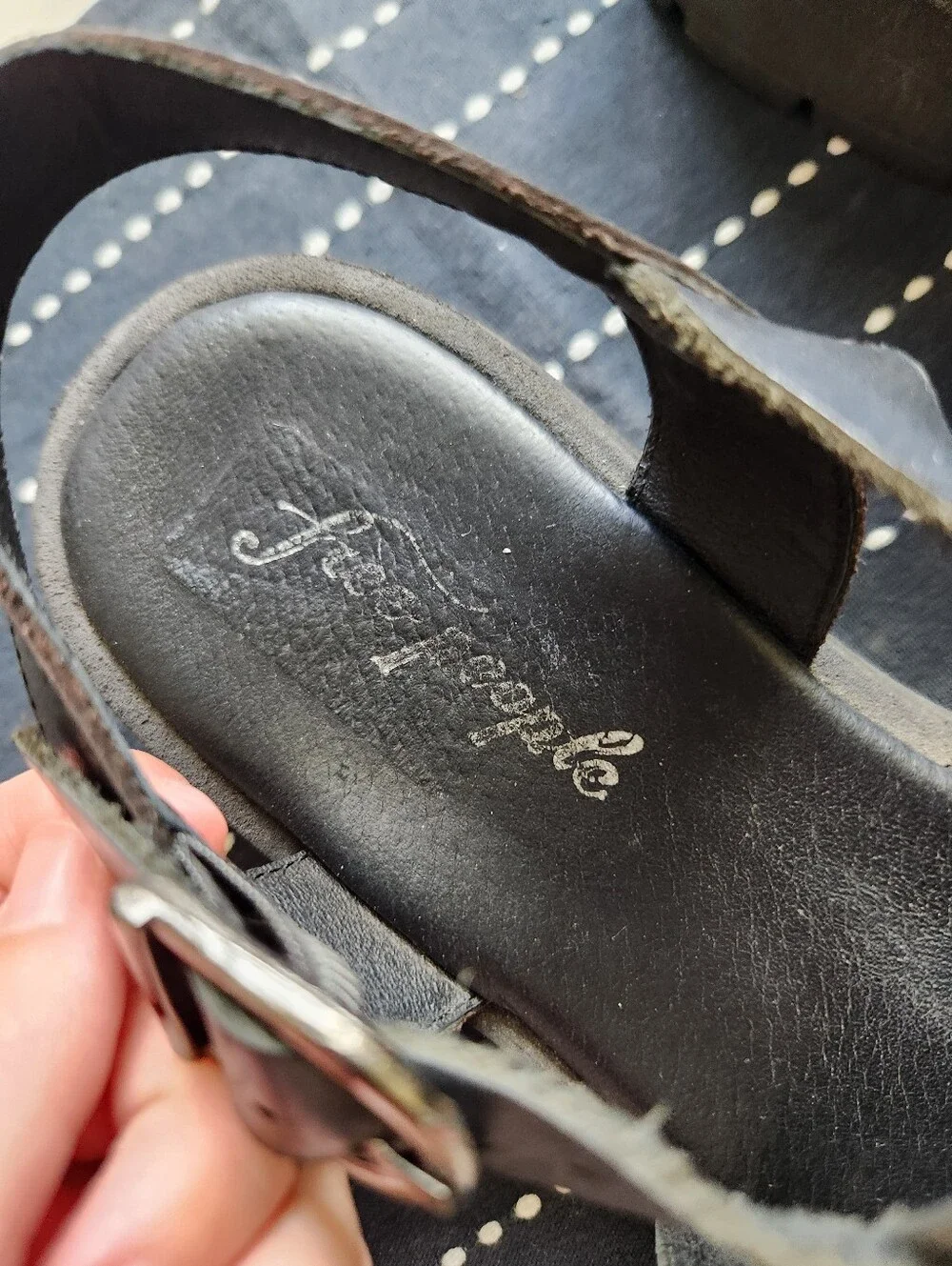 Free People Delaney Fisherman Platform Sandals Leather Black Size 39 US 8.5